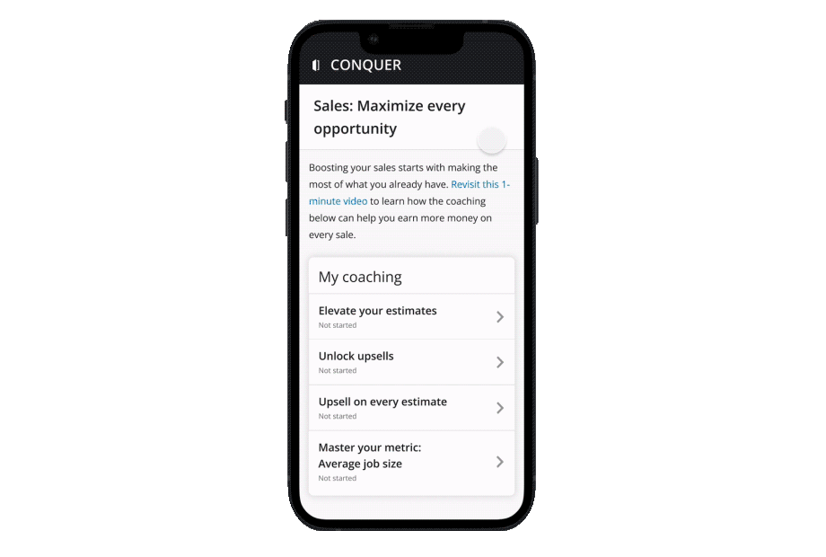 animated view of using CONQUER in Housecall Pro