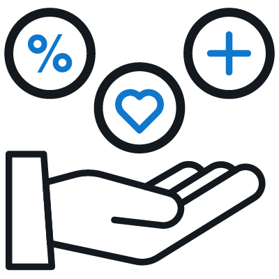illustration of hand holding benefit icons