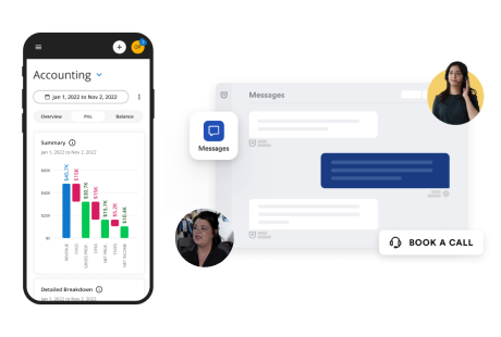 - Housecall Pro mashup of mobile screens showing texting and reporting in app