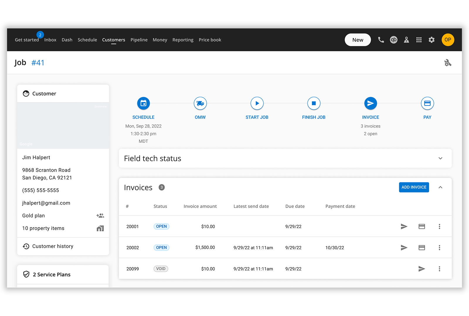 - Housecall Pro dashboard of enhancement to invoicing with housecall pro