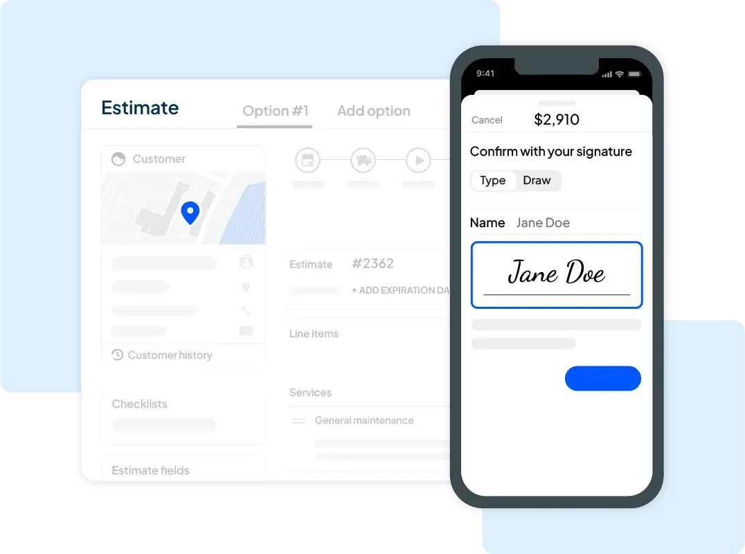 Housecall Pro field service management software estimate feature