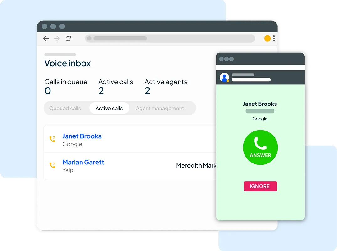 Mobile and desktop voice inbox inside of Housecall Pro